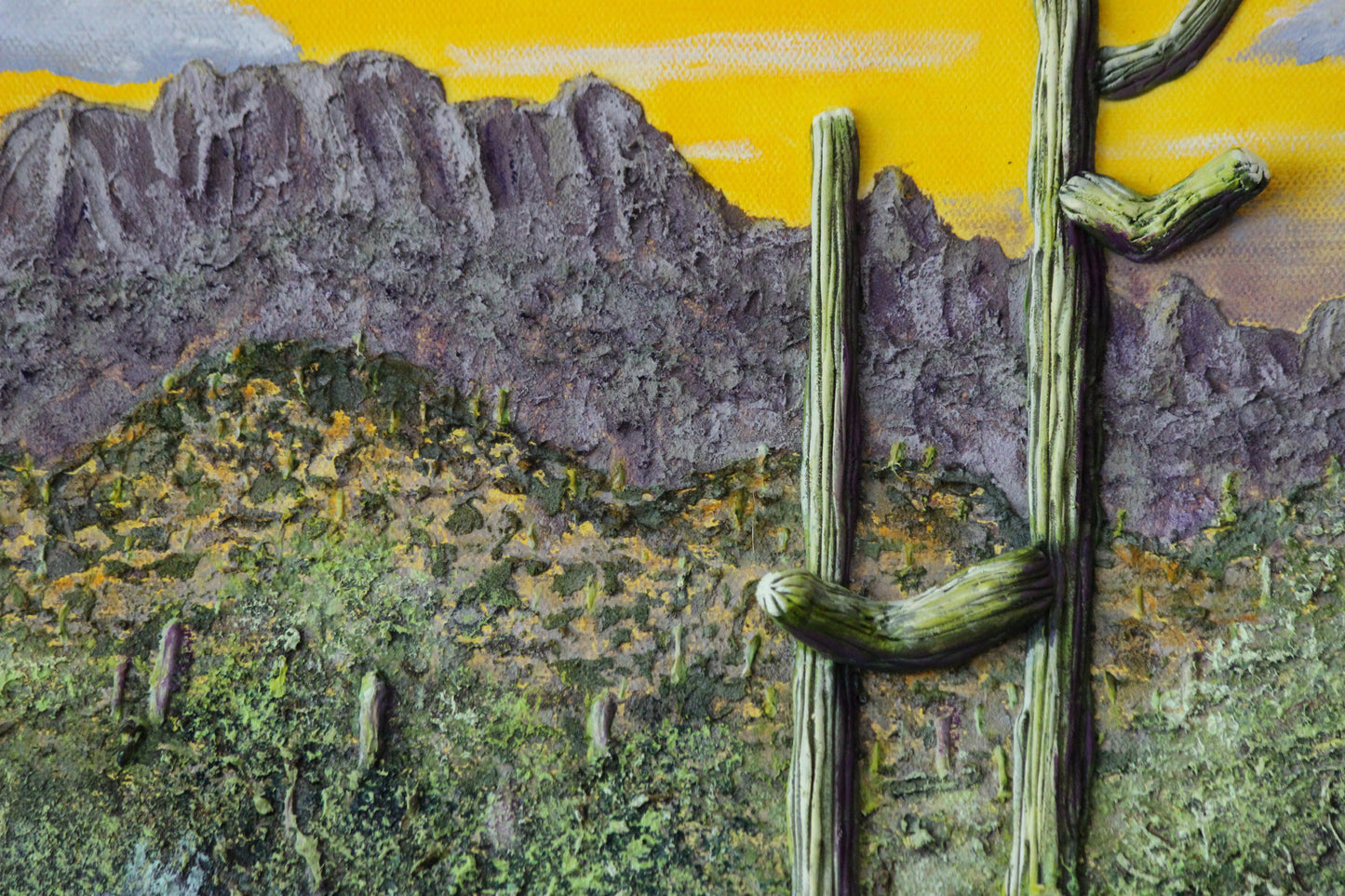 Original // Mixed Media // Sunset Saguaros