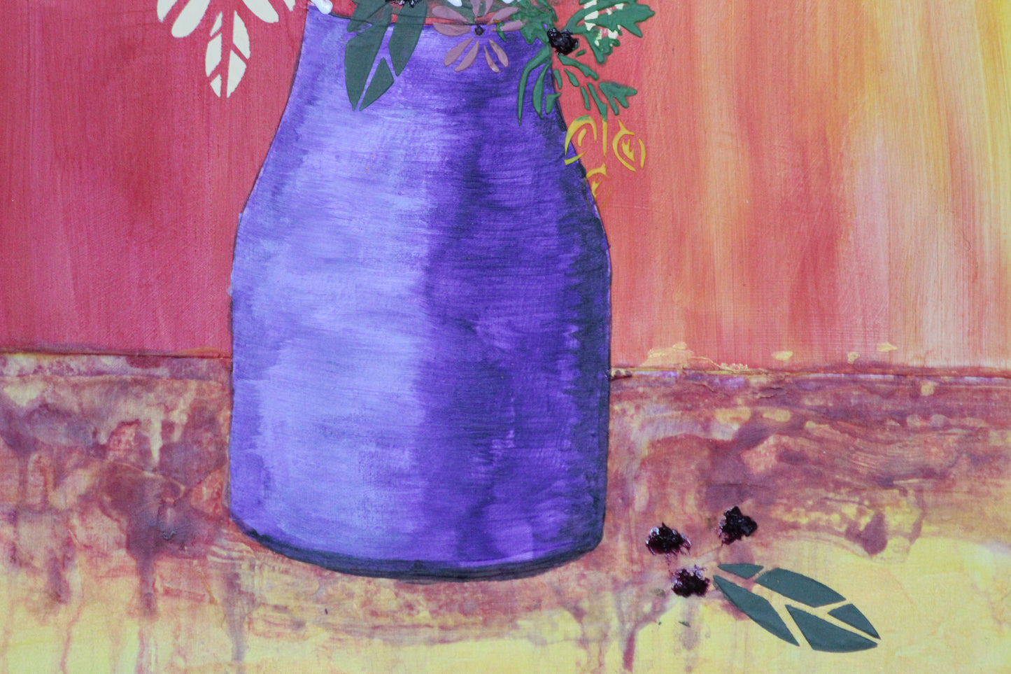 ORIGINAL // MIXED MEDIA // Stenciling Flora