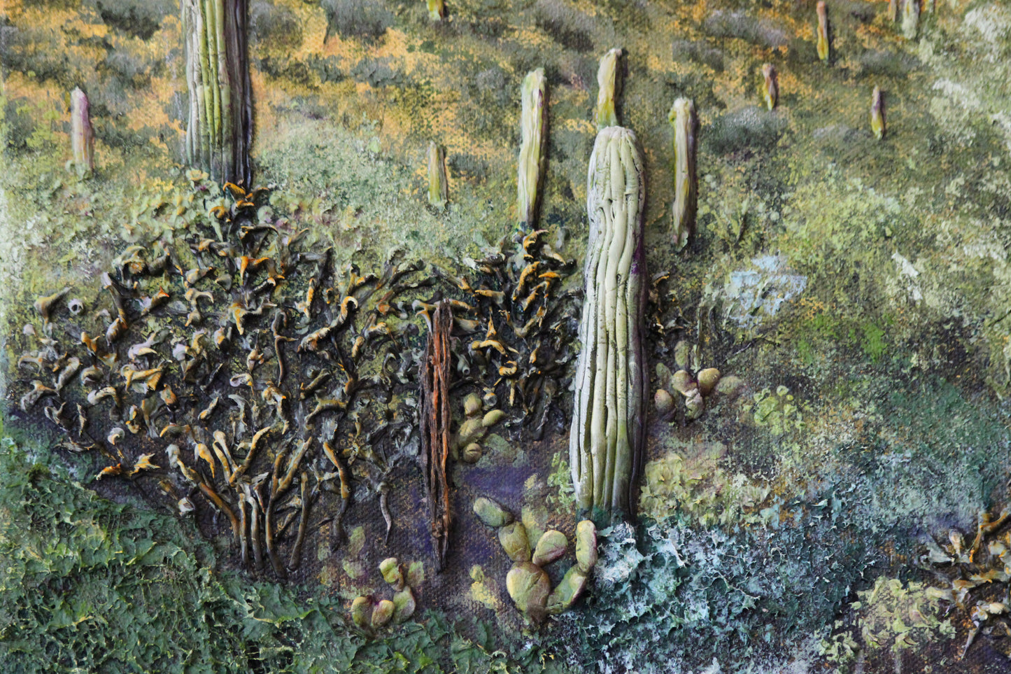 Original // Mixed Media // Sunset Saguaros