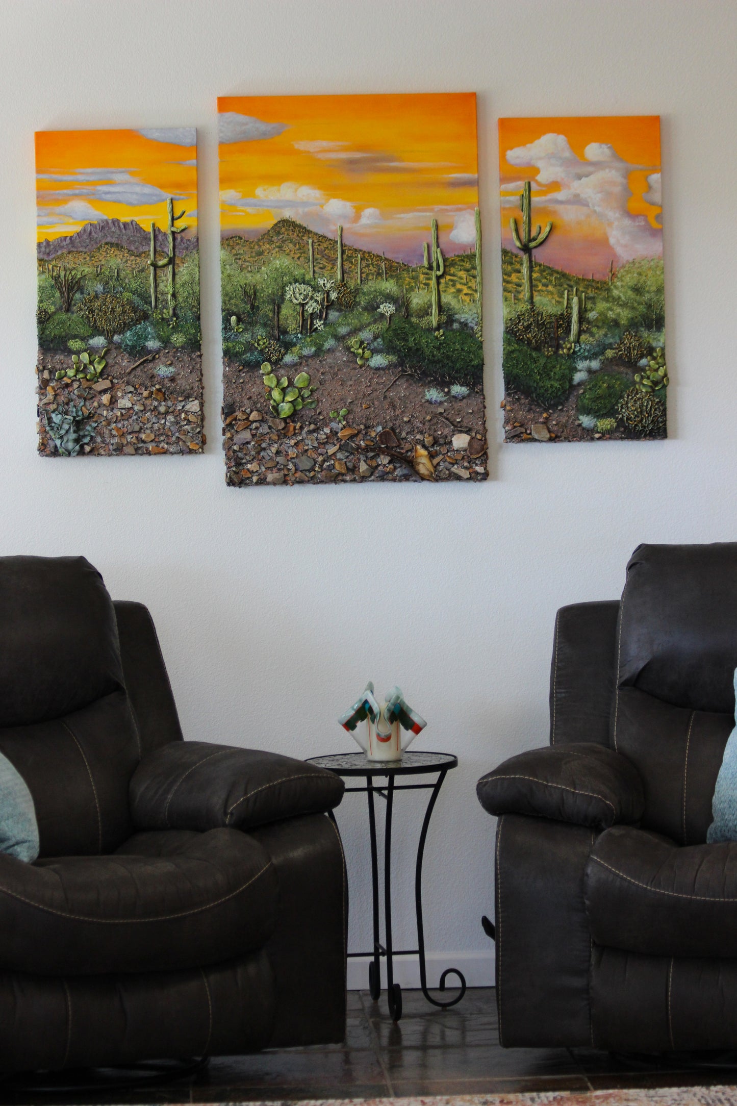 Original // Mixed Media // Sunset Saguaros