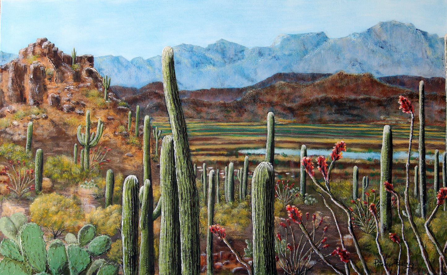 "Prickly View" Stainless steel water bottle with a straw lid