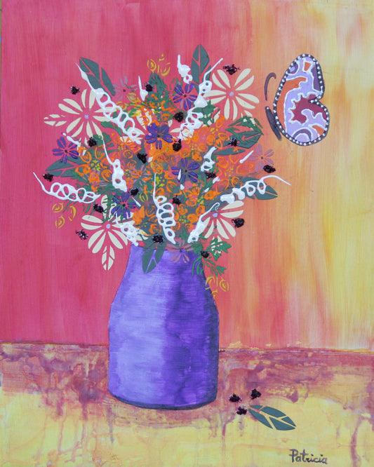 ORIGINAL // MIXED MEDIA // Stenciling Flora