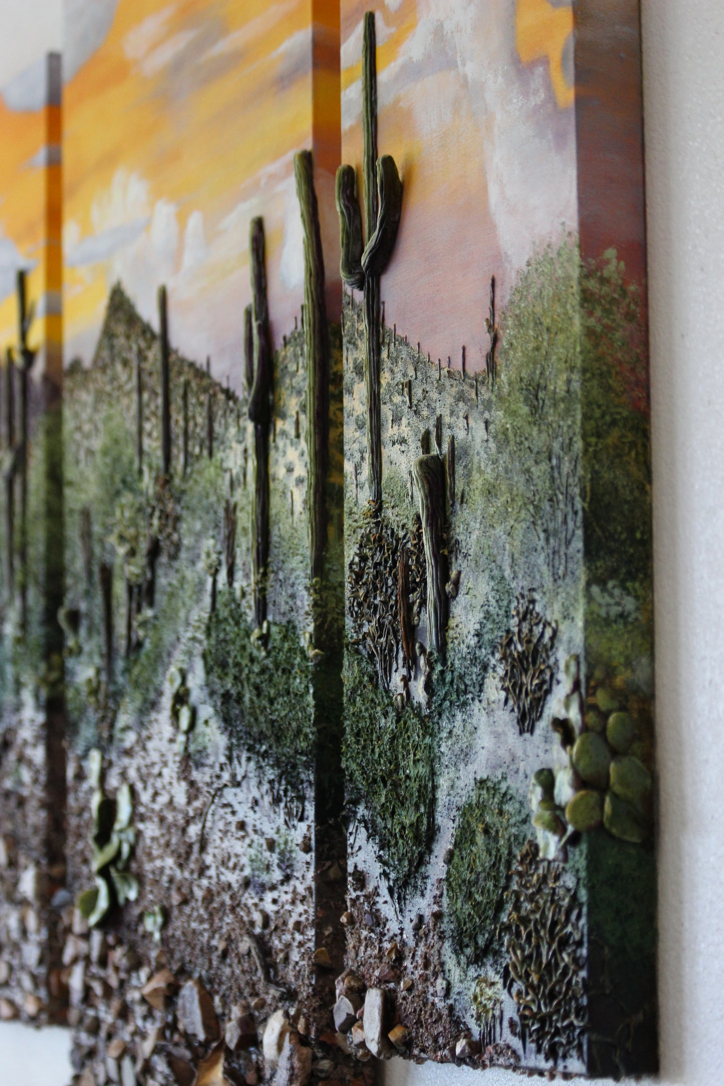 Original // Mixed Media // Sunset Saguaros